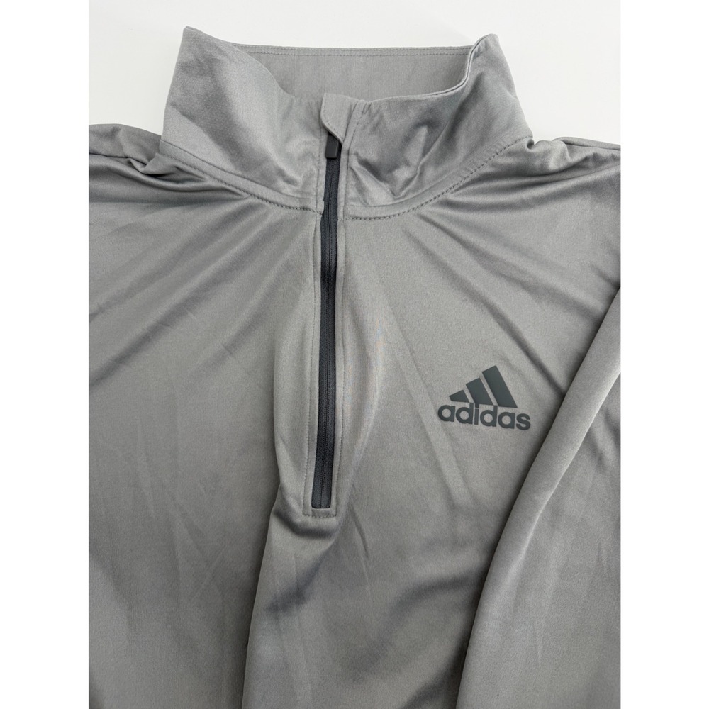 Adidas Climalite Mens Small Gray Quarter Zip Pullover Long Sleeve Training Top